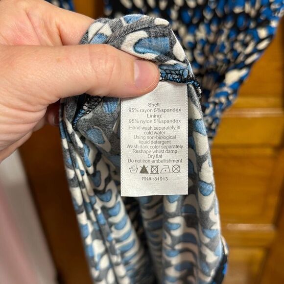 Plenty by Tracy Reese Blue Black Blob Dress Women’s Small Petite - Picture 5 of 6